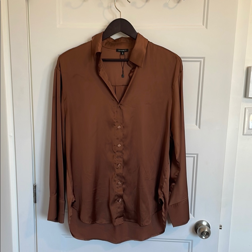 Brown Button-Up Blouse